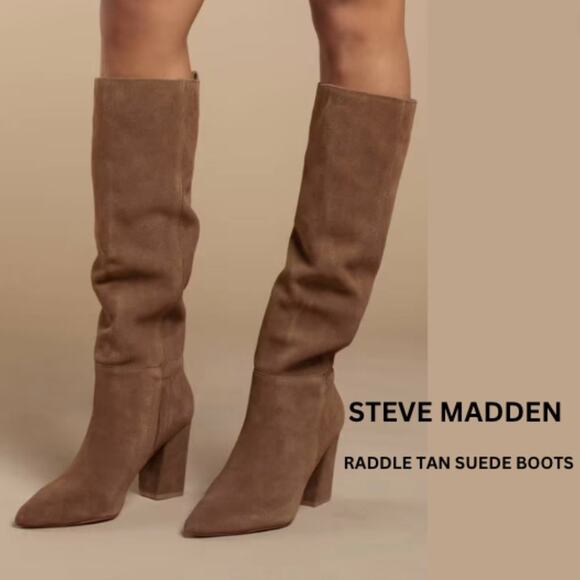 Steve Madden Shoes - STEVE MADDEN RADDLE TAN LEATHER/SUEDE BOOTS women's size 9.5